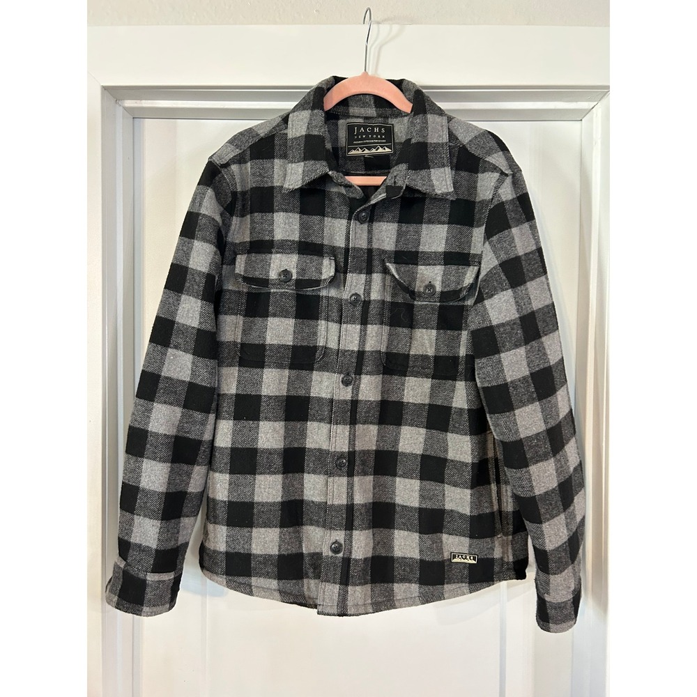 Jachs New York Mens Plaid Flannel Shirt Jacket Wool Blend Lined Warm‎ Small